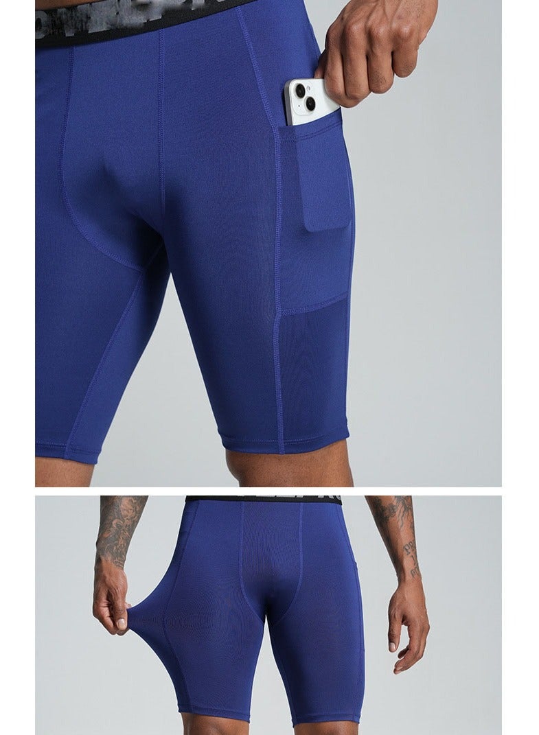 Men's Fitness Shorts with Pockets, Quick-Drying, Sweat-Wicking, Stretch, Fit, 5-inch (1 piece) - Mid-rise design, anti-friction elastic, running and training shorts, suitable for training, running and track and field; (royal blue) - L - Image 5