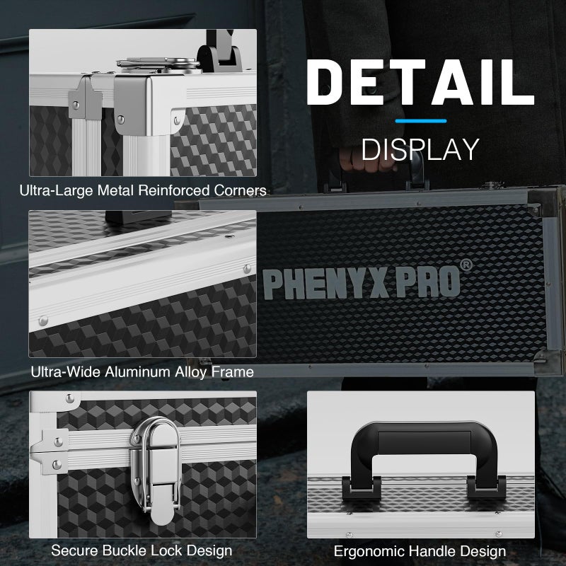 Phenyx Pro Large Size Carrying Case, Customizable Pre-Diced Foam, Aluminum Alloy Sturdy Build, Suitable for Wireless Mic System Storage & Camera Gear Transportation - Image 3