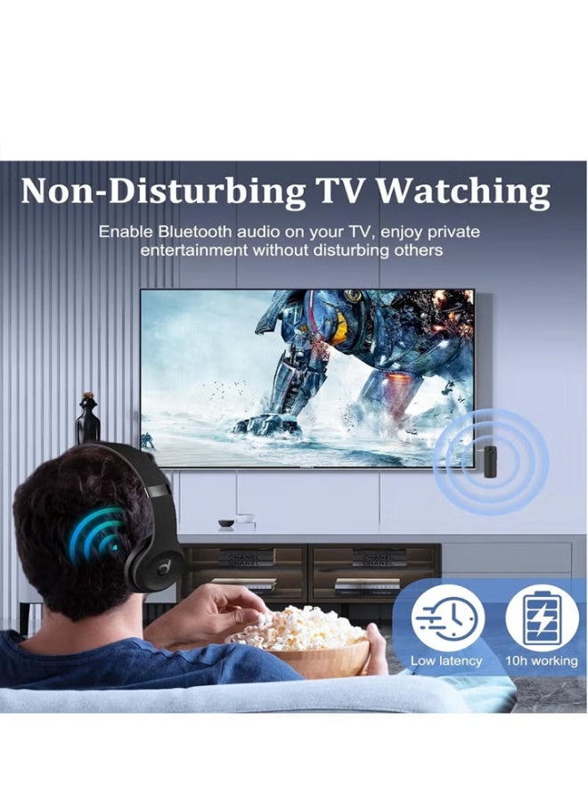 Bluetooth 5.3 Transmitter Receiver for TV to BT Headphone, Low Latency, HiFi 3.5mm AUX Bluetooth Car Adapter, Mini Poratble Wireless Audio Receiver for TV/PC,Car Home Stereo, Airplane, Boat, Gym - Image 4