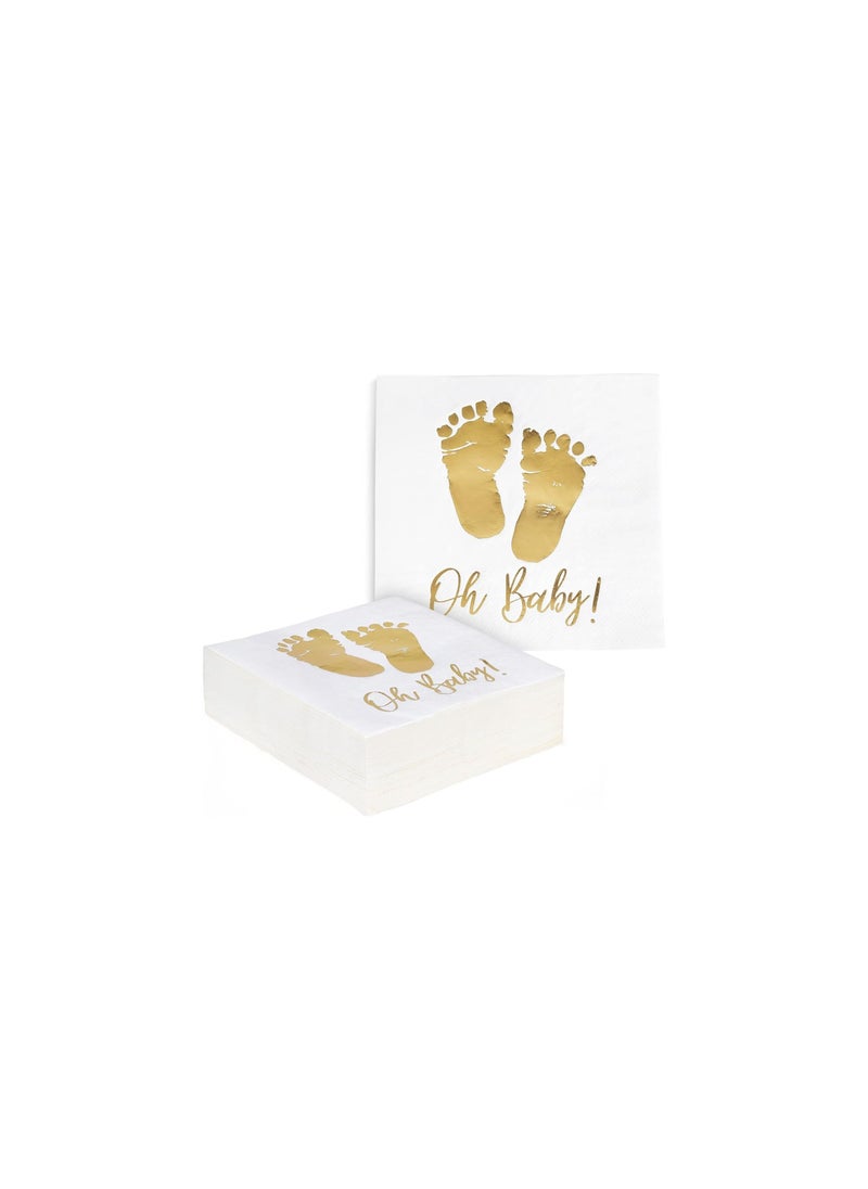 Party with Emma 50 Pieces Oh Baby Gold Elegant Napkins Tissue Paper Birthday Gender Reveal Party Baby Shower  - Image 1