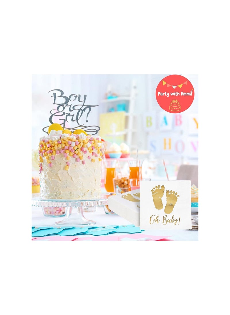 Party with Emma 50 Pieces Oh Baby Gold Elegant Napkins Tissue Paper Birthday Gender Reveal Party Baby Shower  - Image 4