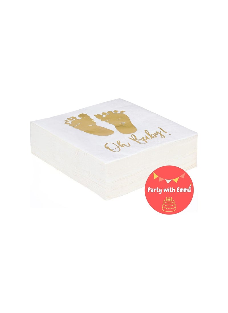 Party with Emma 50 Pieces Oh Baby Gold Elegant Napkins Tissue Paper Birthday Gender Reveal Party Baby Shower  - Image 2
