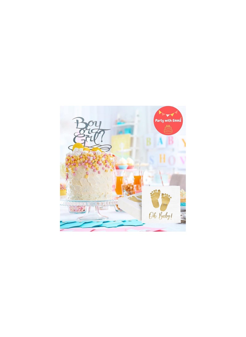 Party with Emma 50 Pieces Oh Baby Gold Elegant Napkins Tissue Paper Birthday Gender Reveal Party Baby Shower  - Image 3