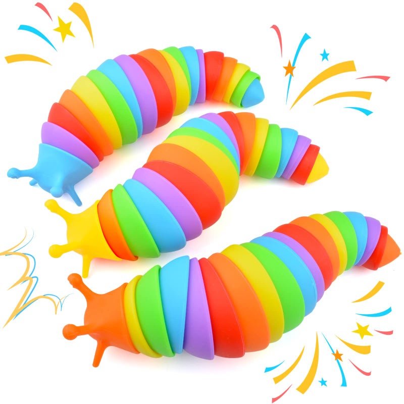 Cevioce Fidget Slug Toy Sensory Slug Fidget Toys for Kids Adults 3Pcs Autism Sensory Toys for Autistic Children ToddlersAsmr Toys3 4 5 6 7 8 Year Old Girl Boy Birthday Gifts - Image 2