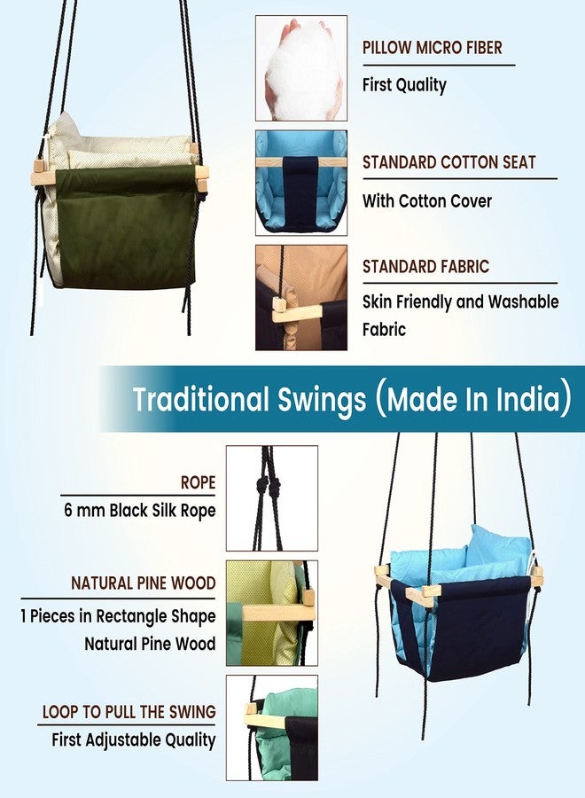 BOFFLE أرجوحة بوفل للأطفال | أرجوحة للأطفال | أرجوحة للرضع | أرجوحة معلقة للأطفال للاستخدام الداخلي والخارجي | أرجوحة حديقة للأطفال مع وسادتين (من سنة إلى 3 سنوات) (حتى 20 كجم) - Image 5