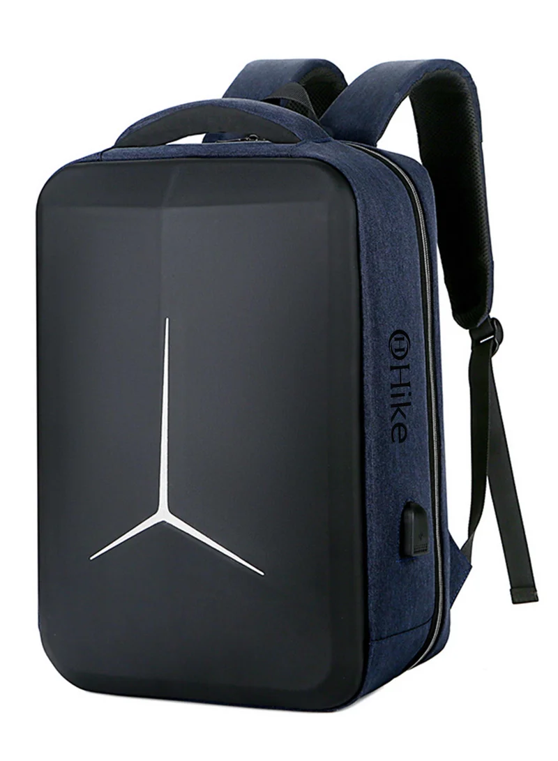 هايك Hike Semi Hard 17-inch Unisex Laptop Backpack with Built in Combination lock and USB/ Headphone Port Daypack for Travel, Office and Business, HK2020-DEEPBLUE