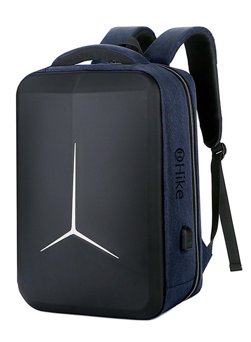 هايك Hike Semi Hard 17-inch Unisex Laptop Backpack with Built in Combination lock and USB/ Headphone Port Daypack for Travel, Office and Business, HK2020-DEEPBLUE - Image 1