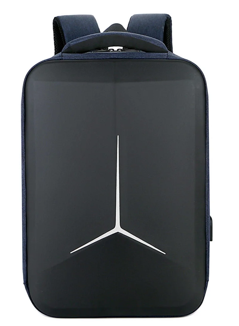 Hike Blue Semi Hard 17-inch Unisex Laptop Backpack with Built in Combination lock and USB/ Headphone Port Daypack for Travel, Office and Business, HK2020, Deep Blue  | Best Price UAE