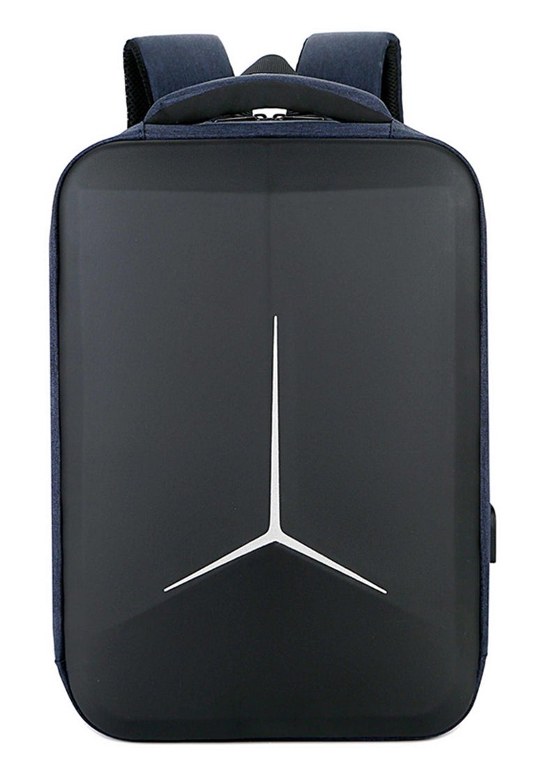 هايك Hike Semi Hard 17-inch Unisex Laptop Backpack with Built in Combination lock and USB/ Headphone Port Daypack for Travel, Office and Business, HK2020-DEEPBLUE - Image 3