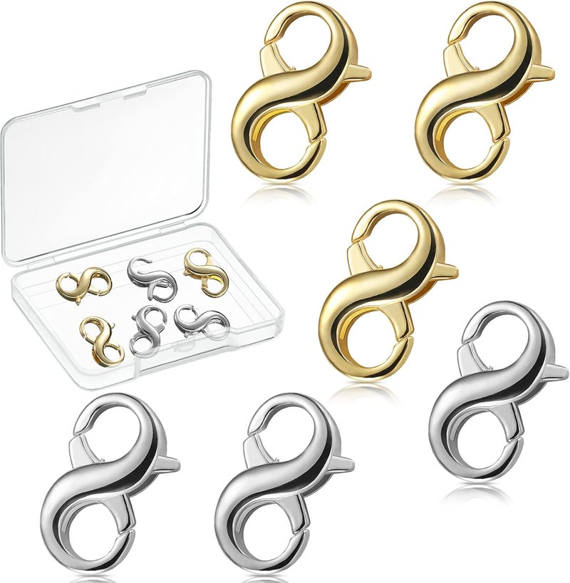Hicarer 6 Pieces Necklace Shortener Double Lobster Clasp Necklace Shortener Clip Bracelet Connectors 063 x 039 Inch Extender for Jewelry Making DIY Supplies Repair Kit - Image 1