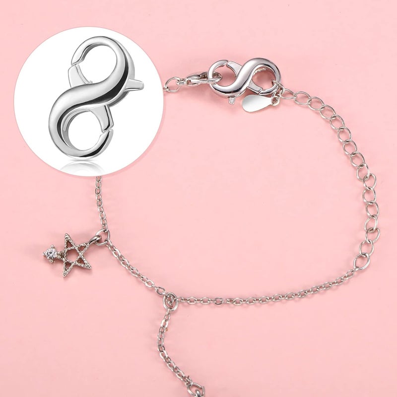 Hicarer 6 Pieces Necklace Shortener Double Lobster Clasp Necklace Shortener Clip Bracelet Connectors 063 x 039 Inch Extender for Jewelry Making DIY Supplies Repair Kit - Image 4