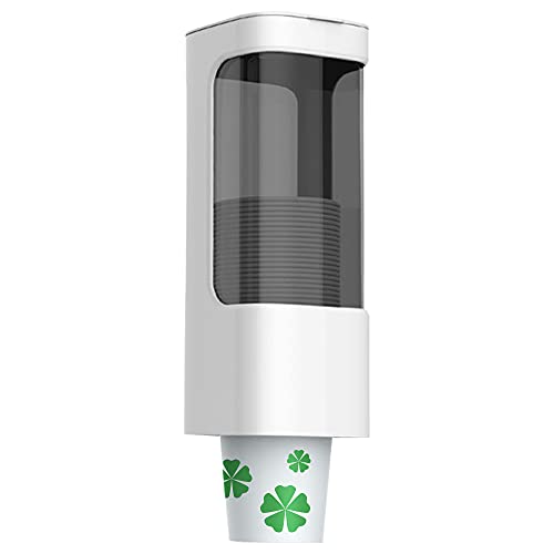 IWNTWY Cup Dispenser, Pull Type Water Cooler Cup Holder Fit 3oz-5oz Disposable Paper Plastic Cups, Wall Mount Bathroom Mouthwash Cups Dispenser with Paste for Home Office Hospital (White) - Image 1