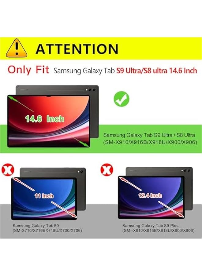 MOXO Case for Samsung Galaxy Tab S9 Ultra 2023S8 Ultra 2022 Case, 14.6 Inch Premium PU Leather Cover with S Pen Holder, Front PocketMultiple Angles for Galaxy S9 Ultra Tablet SMX910X916BDenim Black  - Image 2