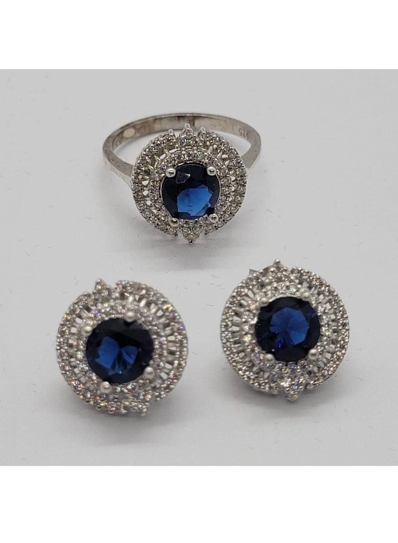 KAYALI 925 Silver Blue Sapphire Jewelry Set - Image 4
