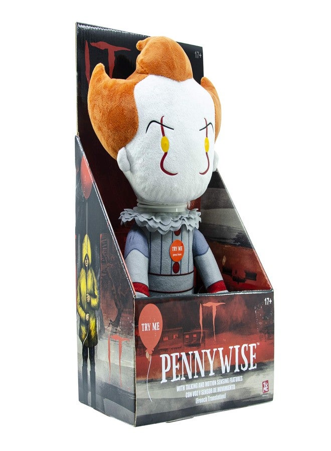 YuMe 12" Creepy Clown Doll Pennywise Plush | Officially Licensed IT Movie Merchandise | Motion Activated 180° Turning Head & Flashing Eyes | 5 Phrases Talking Toy | Spooky Decoration for Kids & Adults - Image 3