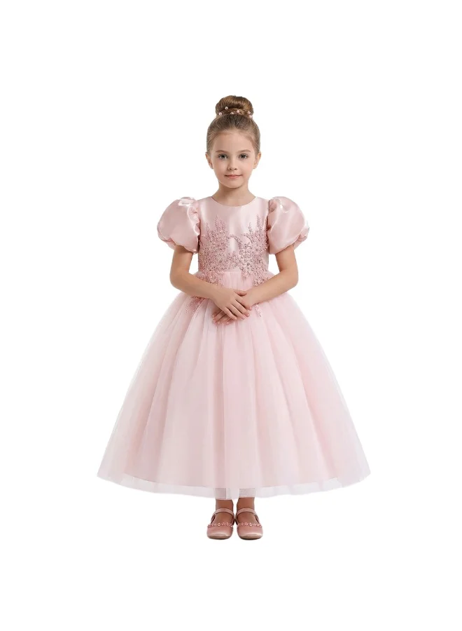 بيداني Puff Sleeve Floral Embroidered Tulle Party Dress