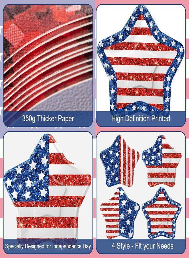 Litmitfu 24 Pcs 4th of July Paper Plates - American Flag Patriotic Plate, Disposable Red White and Blue Star Shaped Dinner Dessert Plates Tableware for July 4th Memorial Day Independence Day Party Supplies - Image 4