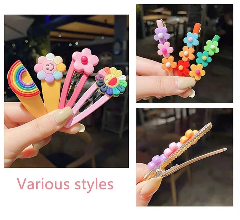 FIgment Hair Clip -Cute Fruit Cartoon Animal Shape Hair Clip Pins Set for Baby Girls, Little Girl Clip Set Hair Stuff Kids Accessory, Flower Candy, Fruits Rainbow, Butterflies for Hairstyles (Pink) - Image 2