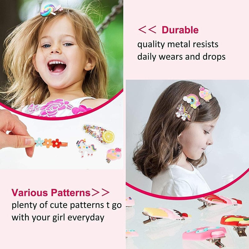 FIgment Hair Clip -Cute Fruit Cartoon Animal Shape Hair Clip Pins Set for Baby Girls, Little Girl Clip Set Hair Stuff Kids Accessory, Flower Candy, Fruits Rainbow, Butterflies for Hairstyles (Pink) - Image 5