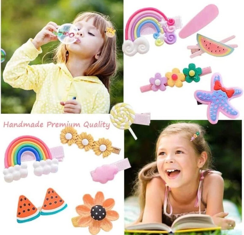FIgment Hair Clip -Cute Fruit Cartoon Animal Shape Hair Clip Pins Set for Baby Girls, Little Girl Clip Set Hair Stuff Kids Accessory, Flower Candy, Fruits Rainbow, Butterflies for Hairstyles (Pink) - Image 3