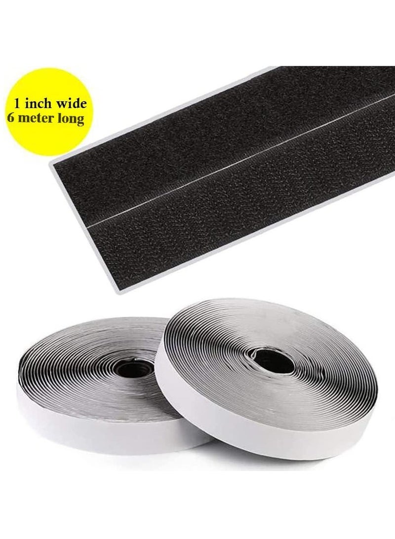 Generic Double-Sided Adhesive, 6M Hook and Loop Tape Velcro Adhesive Strip Self Sticky Back Strip, Strong Self-Adhesive Tape for Curtains Window Office Home  - Image 2