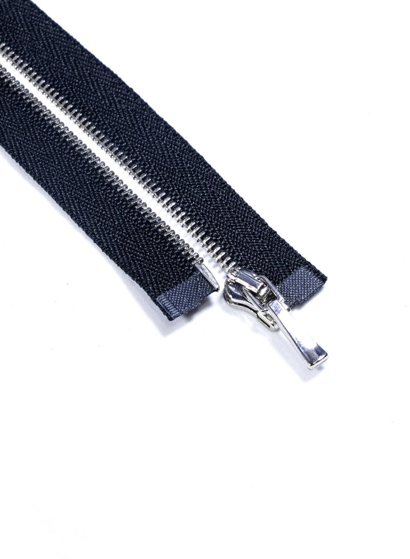 Premium No.1 70cm Metal Zippers – Open-End Heavy-Duty Zippers, 2-Pack for Jackets & Crafts (Black+Silver)