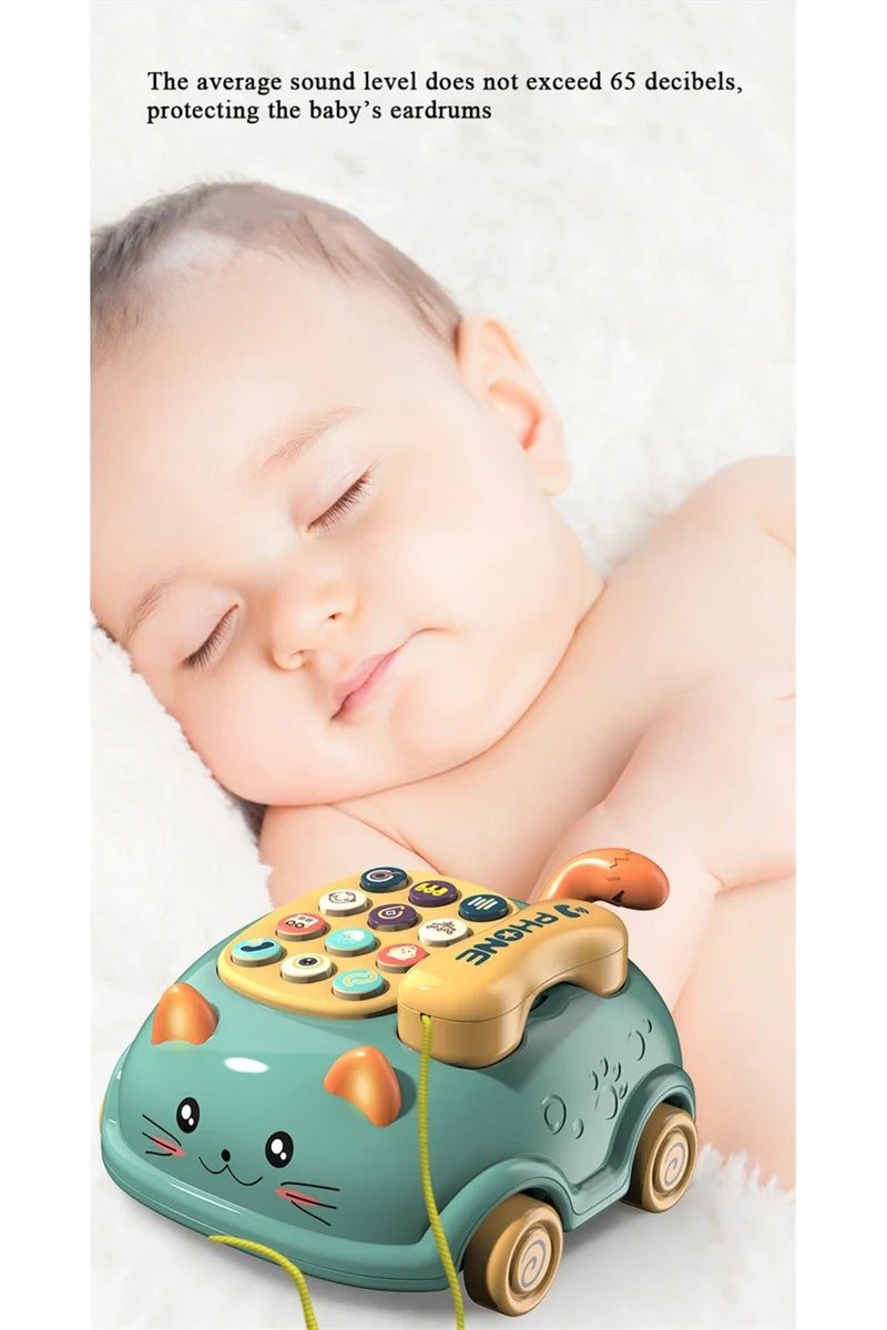 erorex Pink Baby 3-in-1 Musical Phone Toys Toddler Interactive Learning Toy with Lights Cat Telephone Story - Image 2