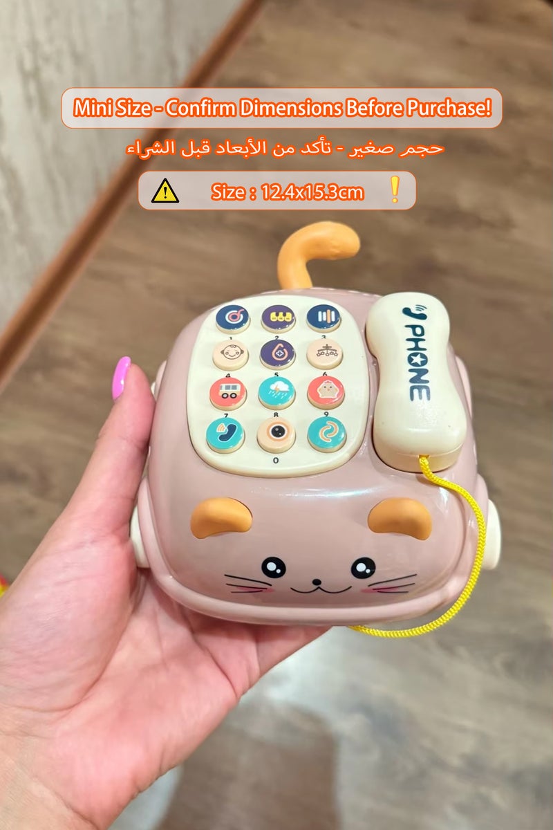 erorex Pink Baby 3-in-1 Musical Phone Toys Toddler Interactive Learning Toy with Lights Cat Telephone Story - Image 5