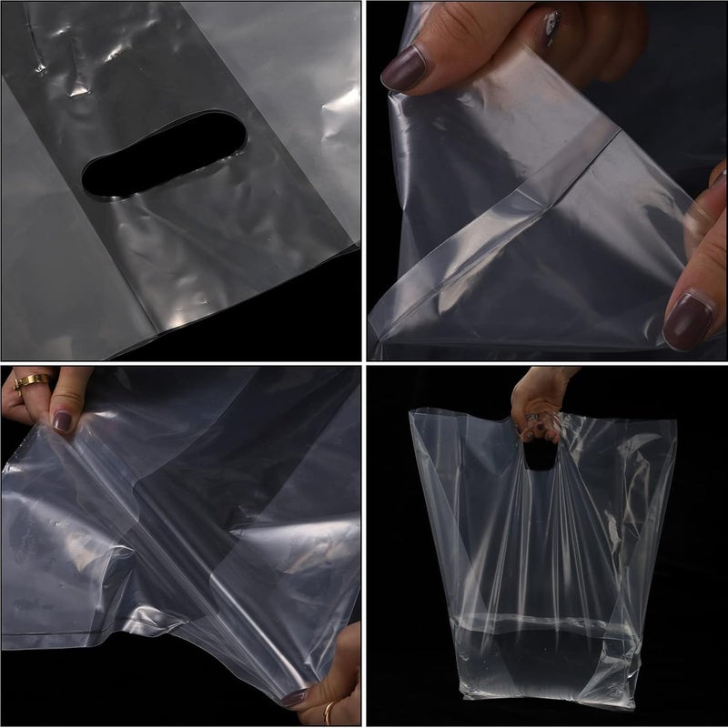 DEAYOU 100 PCS Large Handle Drinking Poly Bag, Clear Cup Carrier for 4-Cup Coffee Tray, 9"L x 17"H Plastic Packaging Bag for Drink Holder, Delivery, Take Out Hanging Hole Food Storage Bag for Beverage - Image 5