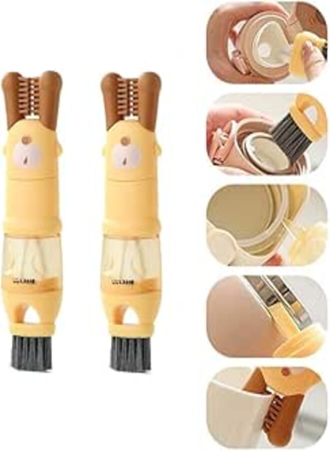 FASHION MANIA 2Pcs 5-in-1 Multifunctional Silicone Baby Bottle Cleaner Brush for Newborn Baby Essentials, Removable Bottle Brush Cleaner