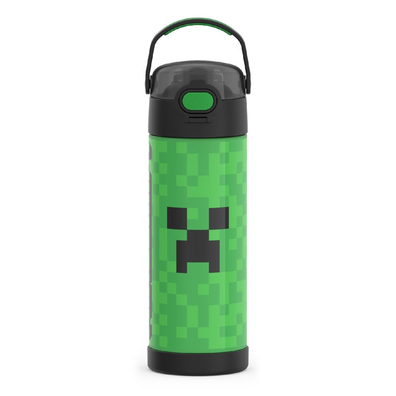 THERMOS FUNTAINER 16 Ounce Stainless Steel Vacuum Insulated Bottle with Wide Spout Lid, MINECRAFT - Image 1