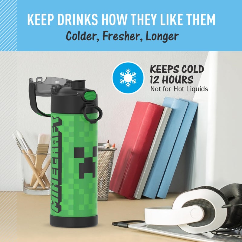 THERMOS FUNTAINER 16 Ounce Stainless Steel Vacuum Insulated Bottle with Wide Spout Lid, MINECRAFT - Image 5