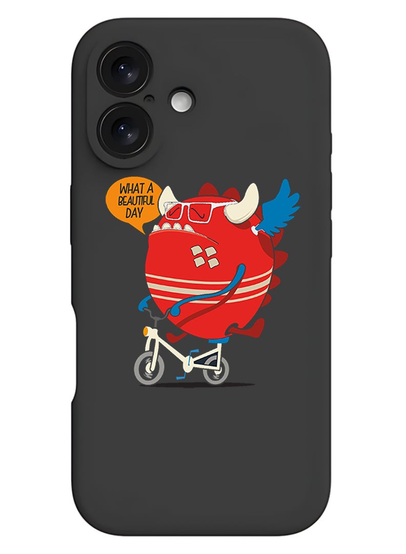 Theodor Protective Slim Fit Case Liquid Silicone Cover with Full Body Protection Anti-Scratch Shockproof Case For Apple iPhone 17 (Black) What a beautiful day - Image 1