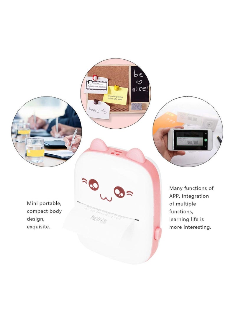 Pocket Printer, Easy to Operate Mini Printer 1000mAh Rechargeable Battery Self Adhesive for Office Receipt Wireless Connection Inkless Printer Thermal for Girls for Children bluetooth - Image 3