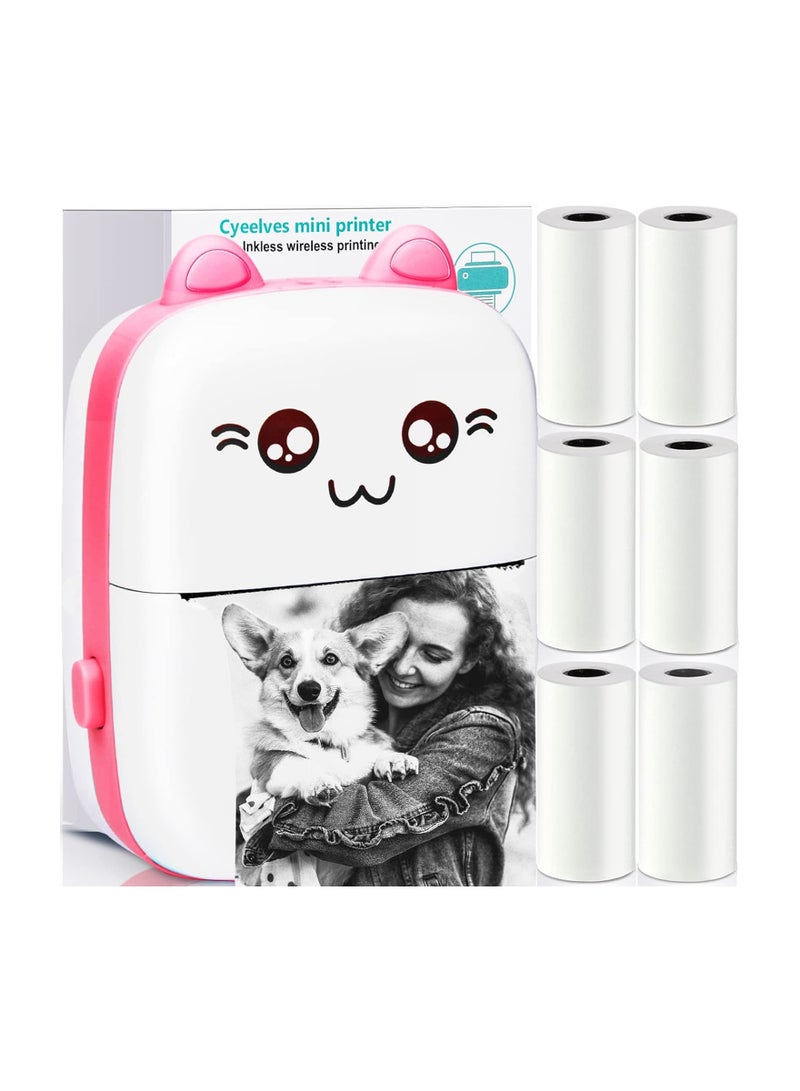 Pocket Printer, Easy to Operate Mini Printer 1000mAh Rechargeable Battery Self Adhesive for Office Receipt Wireless Connection Inkless Printer Thermal for Girls for Children bluetooth - Image 1