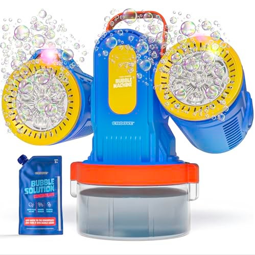 Croove Rechargeable Bubble Machine for Kids 180 Rotation 10000 Big Bubbles Per Minute Boy Birthday Gift Outdoor Toys Games Activities Easter Gifts for Toddlers Boys Girls Age 34568 Year Old - Image 1