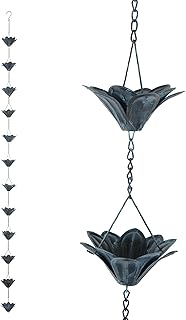 TZSSP TZSSP Rain Chains Decorative Rain Chain Bell with 12 Cups, Decorative Rain Catcher 8-1/2 Length, Blue  - Image 1