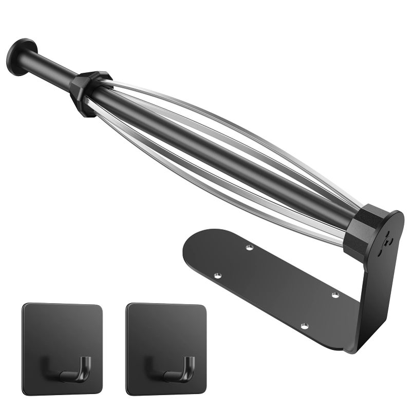Winproper Paper Towel Holder Under Cabinet, Single Hand Operable Wall Mount with Damping Effect, Self-Adhesive or Drilled Paper Roll Holders for Kitchen, Bathroom, RV(2 Towel Robe Hooks) - Image 1