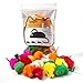 Famgee 20 PCS Furry Squeak Mouse Rattle Sound Plush Mice Fur Interactive Catch Play Catcher Pet Kitten Cat Toys Random Color - Image 3