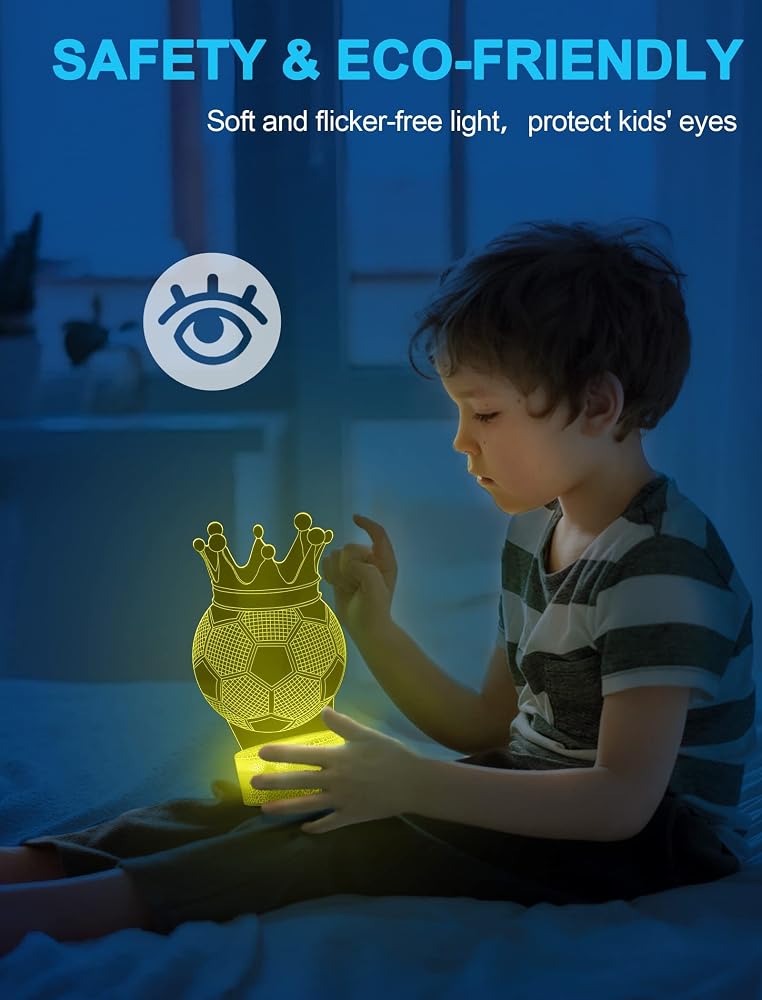 بي بي أيه مصباح ليلي لكرة القدم للأطفال، مصباح وهمي 3D، تحكم عن بعد بـ 16 لونًا، لتزيين الغرفة، هدية عيد ميلاد لمحبي كرة القدم - Image 2