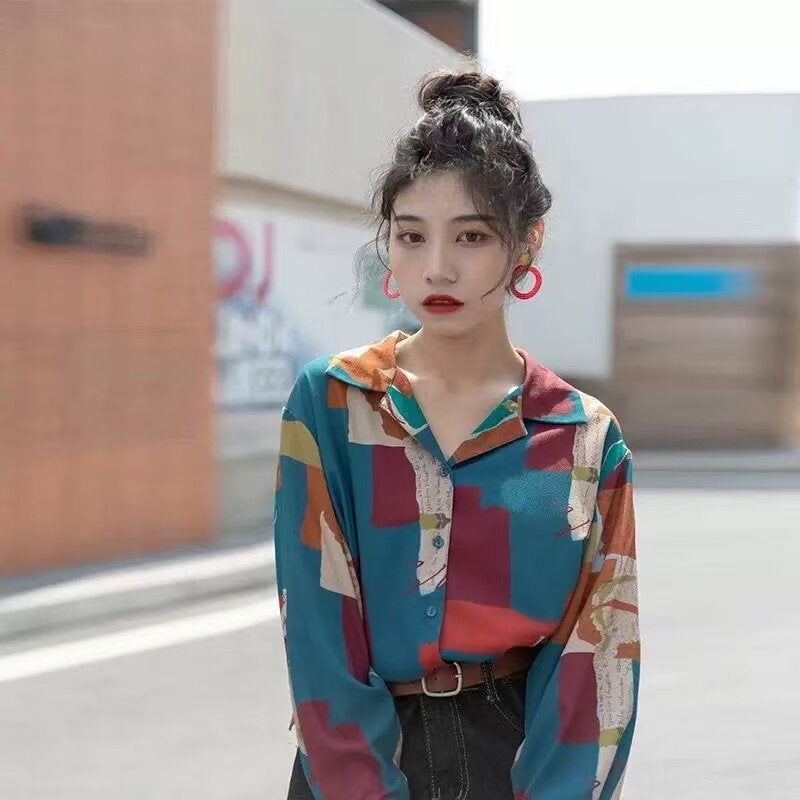 Annual meeting performance retro Hong Kong style floral shirt women's 80s nostalgic clothing sisters birthday party uniform clothing - Image 1