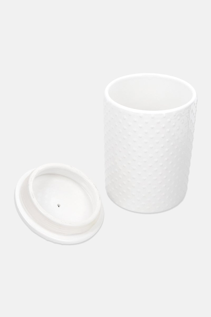 Ten Strawberry Street Ceramic Polka Embossed Canister, White - Image 2