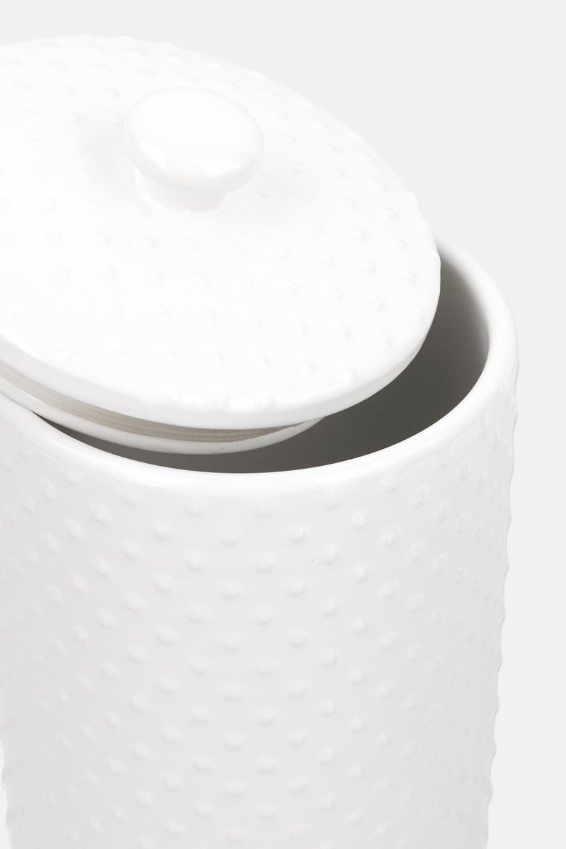Ten Strawberry Street Ceramic Polka Embossed Canister, White - Image 3