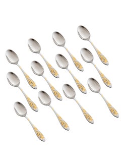 Hic 12 Pieces Stainless Steel Dinner Spoon With Gold  - Image 1