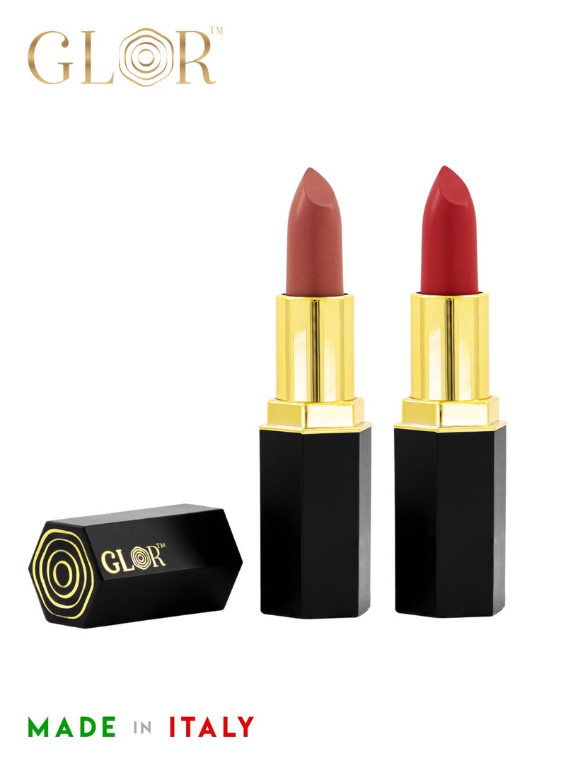 Glor Endless Charm Lipstick– Intense Long-Lasting Color, Luxurious Moisture, Ultra-Creamy Formula for Beautiful Lips-Affogato + Raspberry Range - Image 1