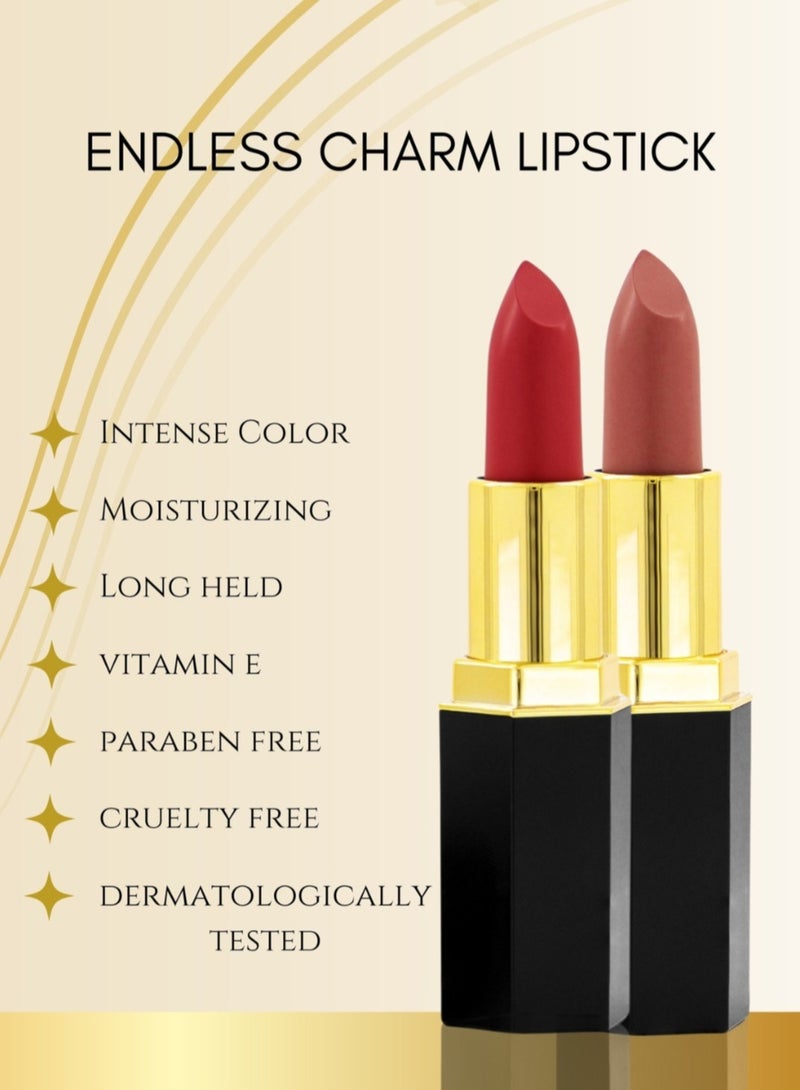 Glor Endless Charm Lipstick– Intense Long-Lasting Color, Luxurious Moisture, Ultra-Creamy Formula for Beautiful Lips-Affogato + Raspberry Range - Image 2