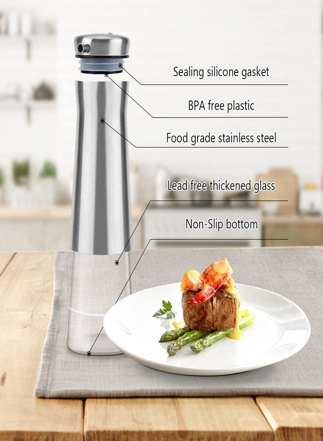 Aelga Olive Oil And Vinegar Dispenser Set -2 Pack Elegant Stainless Steel Oil Dispenser Set- Vinegar Bottle for Kitchen with No-Drip - Image 3