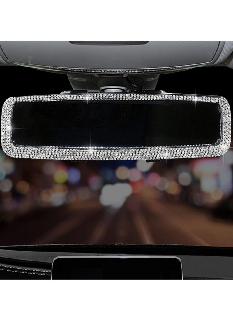 Bling Rhinestone Car Rear View Mirror, Car Rear View Mirror with Crystal Diamonds Bling Rhinestones Car Rear View Mirror for Women,Car Interior Trim - Image 1