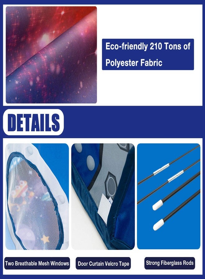 WillingHeart Play Tent for Kids Pretend Playhouse Indoor Outdoor Games Party Children Pop Up Foldable Tent Birthday Toy for Boys Girls Toddler Baby Playroom Gift, Rocket Ship Spaceship Space Themed - Image 4