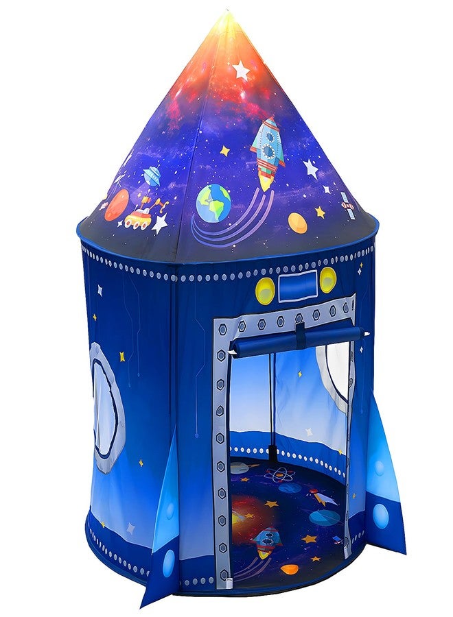 WillingHeart Play Tent for Kids Pretend Playhouse Indoor Outdoor Games Party Children Pop Up Foldable Tent Birthday Toy for Boys Girls Toddler Baby Playroom Gift, Rocket Ship Spaceship Space Themed - Image 1